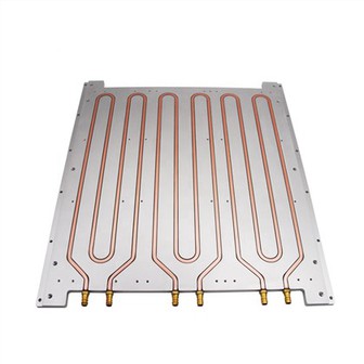 Dissipatore di calore a piastre raffreddato ad acqua in alluminio con tubi in rame